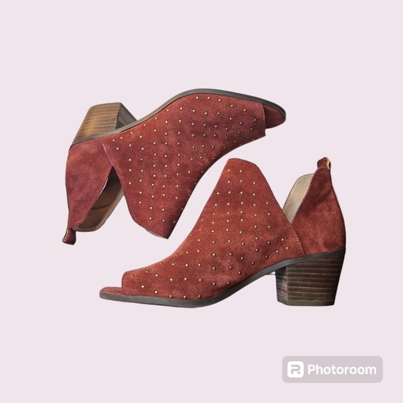 Lucky Brand Barlenna Studded Peep Toe Booties Size 8.5 - Picture 5 of 7